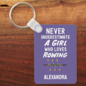 Personalized Cute Purple Rowing Girl Rower Kids キーホルダー (正面)