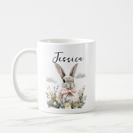 Personalized Cute Rabbit | Adorable Bunny Animal コーヒーマグカップ (左)