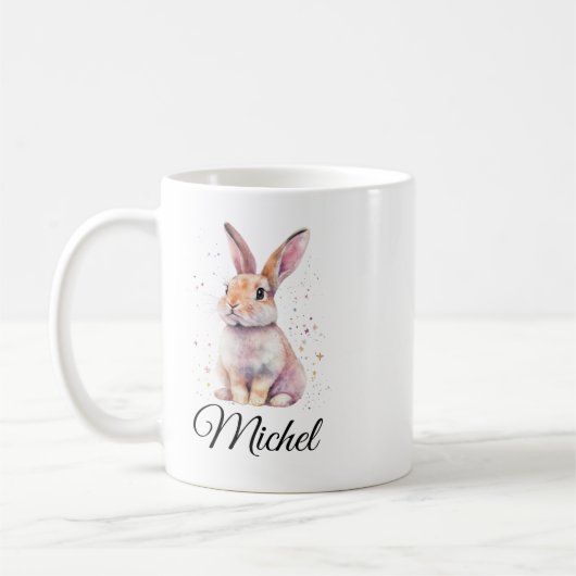 Personalized Cute Rabbit Bunny Coffee Mug コーヒーマグカップ (左)