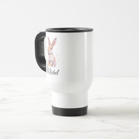 Personalized Cute Rabbit Bunny Coffee Mug トラベルマグ (正面左)