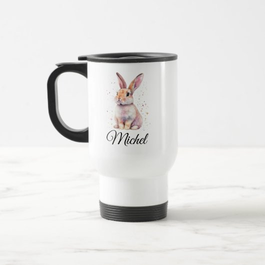 Personalized Cute Rabbit Bunny Coffee Mug トラベルマグ (左)