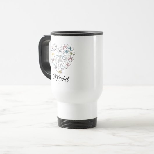 Personalized Cute Rabbit Bunny Coffee Mug トラベルマグ (正面左)