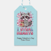 Personalized Cute Raccoon Classroom Valentine ギフトタグ (正面)