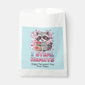 Personalized Cute Raccoon Classroom Valentine フェイバーバッグ (正面)