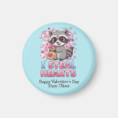 Personalized Cute Raccoon Classroom Valentine マグネット (正面)