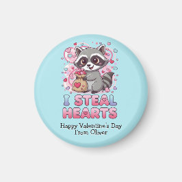 Personalized Cute Raccoon Classroom Valentine マグネット