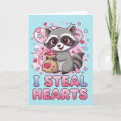 Personalized Cute Raccoon Valentine カード (正面)