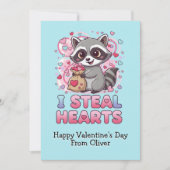 Personalized Cute Raccoon Valentine シーズンカード (正面)