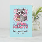Personalized Cute Raccoon Valentine シーズンカード (スタンド正面)