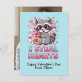 Personalized Cute Raccoon Valentine ポストカード (正面/裏面)