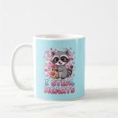 Personalized Cute Raccoon Valentine's Day コーヒーマグカップ (左)