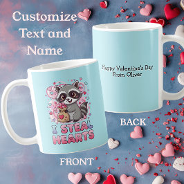 Personalized Cute Raccoon Valentine's Day コーヒーマグカップ