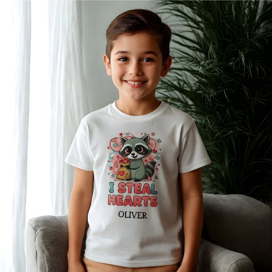 Personalized Cute Raccoon Valentine's Day Tシャツ