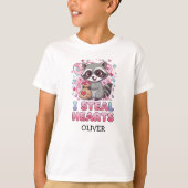 Personalized Cute Raccoon Valentine's Day Tシャツ (正面)
