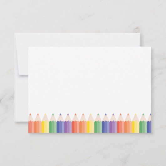 Personalized Cute Rainbow Pencils Teacher Note サンキューカード (裏面)