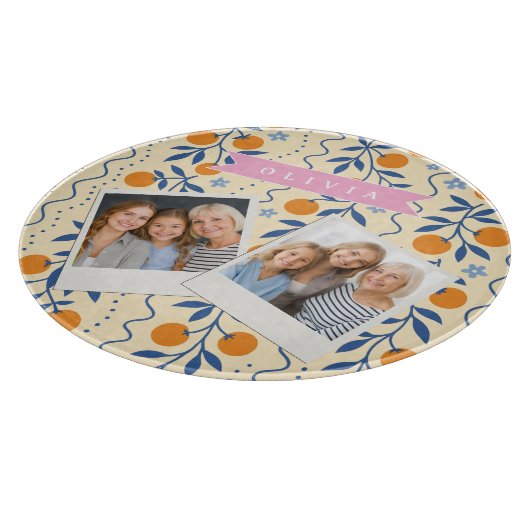 Personalized cute retro citrus folk pattern カッティングボード (角)