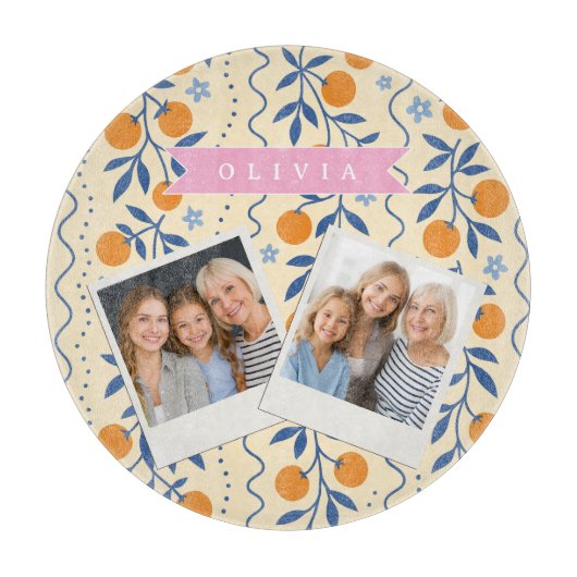 Personalized cute retro citrus folk pattern カッティングボード (正面)