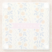Personalized cute retro citrus folk pattern ガラスコースター (裏面)