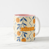Personalized cute retro citrus folk pattern ツートーンマグカップ (正面右)