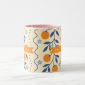 Personalized cute retro citrus folk pattern ツートーンマグカップ (中央)