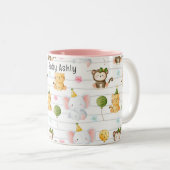 Personalized Cute Safari Animals Kids Name ツートーンマグカップ (正面右)