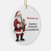 Personalized Cute Santa Playing Clarinet セラミックオーナメント (右)