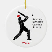 Personalized Cute Santa Playing Cricket セラミックオーナメント (裏面)