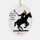 Personalized Cute Santa's Elf Playing Polo セラミックオーナメント (右)