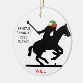 Personalized Cute Santa's Elf Playing Polo セラミックオーナメント (左)