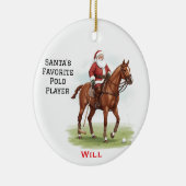 Personalized Cute Santa's Favorite Horse Polo セラミックオーナメント (右)