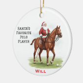 Personalized Cute Santa's Favorite Horse Polo セラミックオーナメント (左)