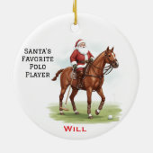 Personalized Cute Santa's Favorite Horse Polo セラミックオーナメント (裏面)