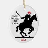 Personalized Cute Santa's Favorite Horse Polo セラミックオーナメント (右)