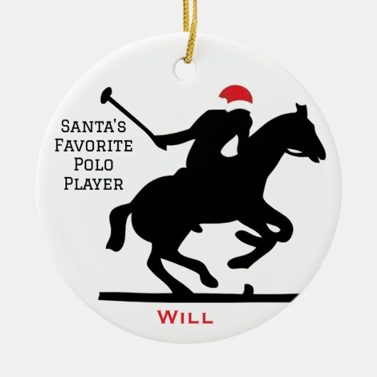 Personalized Cute Santa's Favorite Horse Polo セラミックオーナメント (正面)