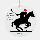 Personalized Cute Santa's Favorite Horse Polo セラミックオーナメント (裏面)