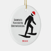 Personalized Cute Santa's Favorite Snowshoer セラミックオーナメント (右)