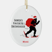 Personalized Cute Santa's Favorite Snowshoer セラミックオーナメント (右)