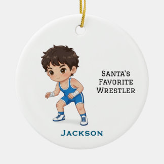 Personalized Cute Santa's Favorite Wrestler セラミックオーナメント