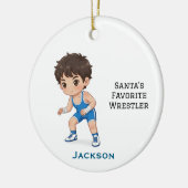 Personalized Cute Santa's Favorite Wrestler セラミックオーナメント (左)