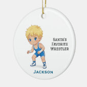 Personalized Cute Santa's Favorite Wrestler セラミックオーナメント (左)