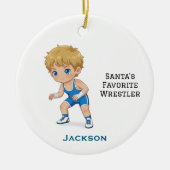 Personalized Cute Santa's Favorite Wrestler セラミックオーナメント (正面)