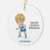 Personalized Cute Santa's Favorite Wrestler セラミックオーナメント (左)