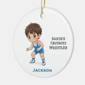 Personalized Cute Santa's Favorite Wrestler セラミックオーナメント (左)