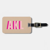 Personalized Cute Shadow Monogram Pink Beige ラゲッジタグ (正面横)