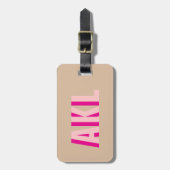 Personalized Cute Shadow Monogram Pink Beige ラゲッジタグ (正面縦)