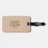 Personalized Cute Shadow Monogram Pink Beige ラゲッジタグ (裏面横)