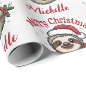 Personalized Cute Sloth Santa Hat Holiday          ラッピングペーパー (ロールコーナー)