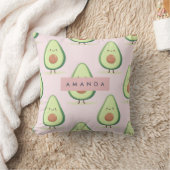 Personalized Cute Smiling Avocado Pattern クッション (ブランケット)