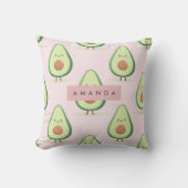 Personalized Cute Smiling Avocado Pattern クッション (正面)