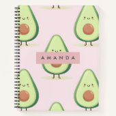 Personalized Cute Smiling Avocado Pattern ノートブック (正面)